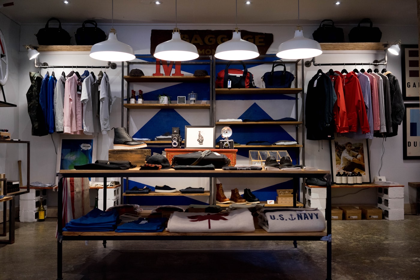 Clothing on racks in a local shop